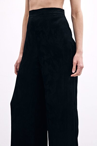 Sateen Жакетні штани з широкими штанинами - Чорні