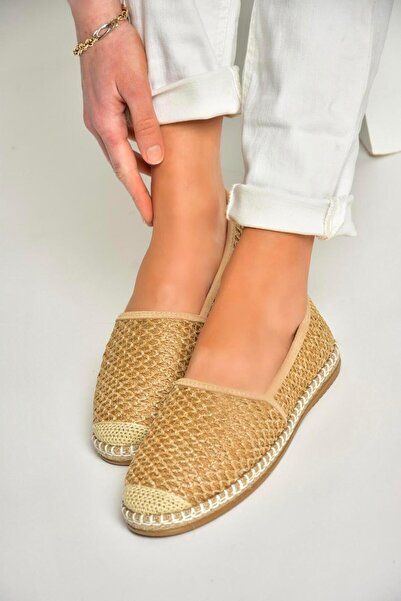 Fox Shoes D280250017 Vizon Hasır Kadın Ayakkabı