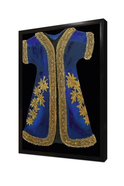 Tablosan Tablou din MDF înrămat cu caftan din lână albastră Şehzade