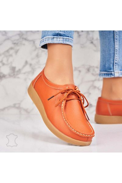 Joana Women's Loafers Natural Leather Orange Harla