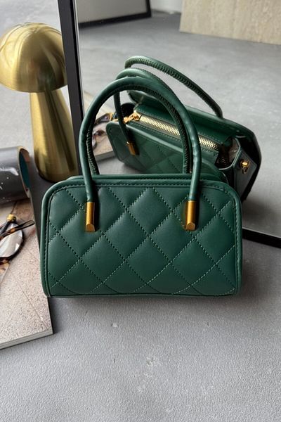 LEONAS Quilted Green Morganne Women's Hand and Shoulder Bag