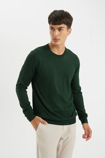 DeFacto Standard Fit Κανονική κοπή Crew Neck Basic μονόχρωμο πλεκτό Άνετο πουλόβερ A5268ax24au