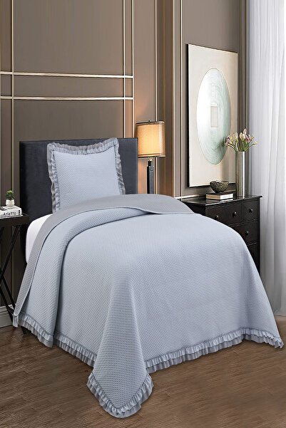 eco concept Fırfırlı Düz Tek Kişilik Yatak Örtüsü, Çift Taraflı Yatak Örtüsü, Günlük Yatak Örtüsü