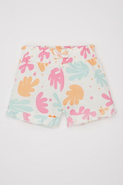 DeFacto Baby Girl Set - Gemustertes Waffel-Rundhalsausschnitt und Shorts C9469a524sm
