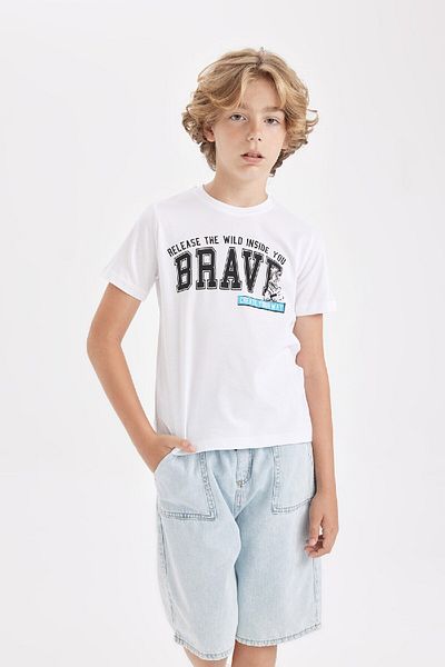 DeFacto Kurzärmeliges Rundhals-T-Shirt für Jungen D0446A824HS