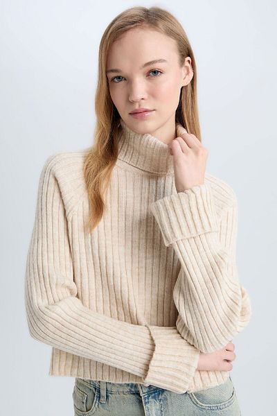 DeFacto Oversize Wide Fit Turtleneck Knitwear Sweater L0986Az24Cw