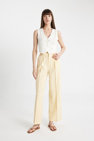 DeFacto Linen Blended Wide Leg Pants Wide Leg High Waist D043
