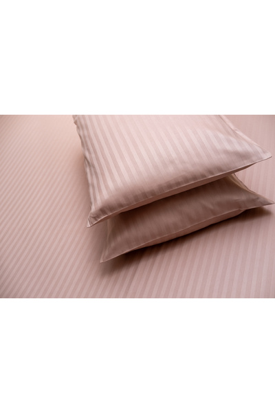 DB Collection Striped Satin Cotton Fitted Sheet Set + Pillowcase Double