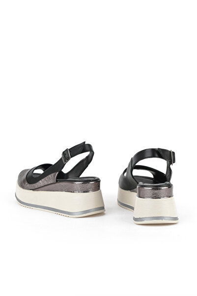 Ziya Women's Genuine Leather Wedge Heel Sandals 151992 Z50020 Black