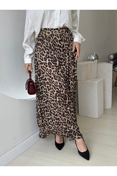 FEHUBLOOM LEOPARD PATTERNED SATIN SKIRT