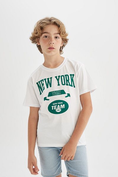 DeFacto Tricou cu mânecă scurtă cu imprimeu pentru băiat - Gât crew D0427a824sm