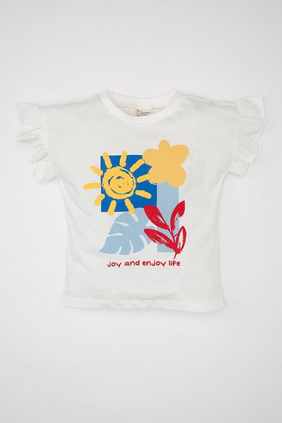 DeFacto Baby Girl Floral Print Crew Neck T-Shirt - Short Sleeve D0859a524sm