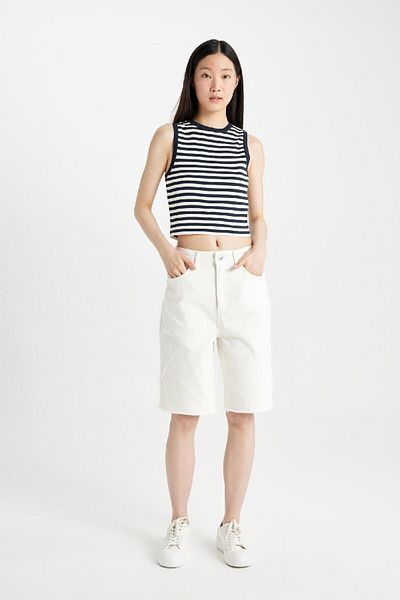 DeFacto Απλό Gabardine Capri με τσέπες ψηλής μέσης - D0326ax24sm