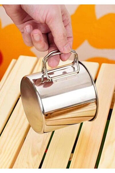 Chavin 250 ml 2 Pieces Jump Handle - Folding Steel Coffee Glass Cup