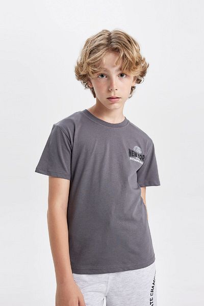DeFacto Tricou cu mânecă scurtă pentru băiat cu decolteu triplu - D0443A824SM