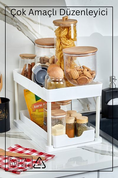 Espas Home 2-Tier Multi-Purpose Countertop Organizer - White