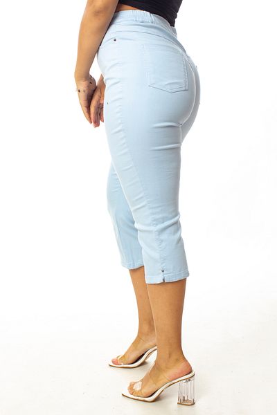 Paşalı High Waist One Hundred Percent Cotton Canvas Capri