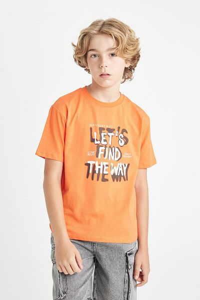 DeFacto Boy's Short Sleeve Crew Neck T-Shirt - Printed, D0432A824HS