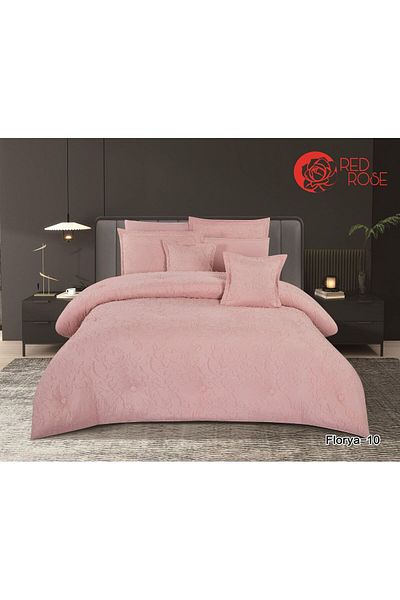 Red Rose Floria Microfiber Double Bedspread 8 Pieces