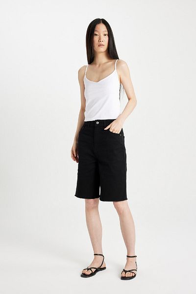 DeFacto Straight Gabardine Capri with High Waist Pockets - D0326Ax24Sm