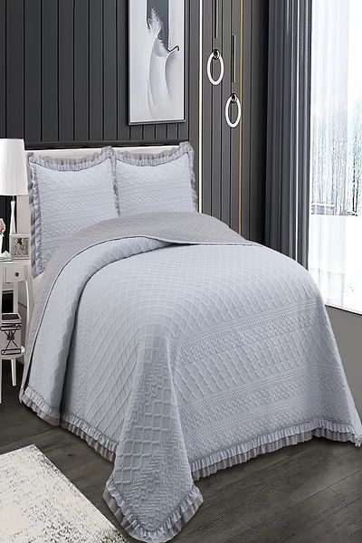eco concept Ruffled Double Bed Cover, Daily Double Bed Cover, Dowry Bed Cover