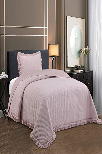 eco concept Fırfırlı Düz Tek Kişilik Yatak Örtüsü, Çift Taraflı Yatak Örtüsü, Günlük Yatak Örtüsü