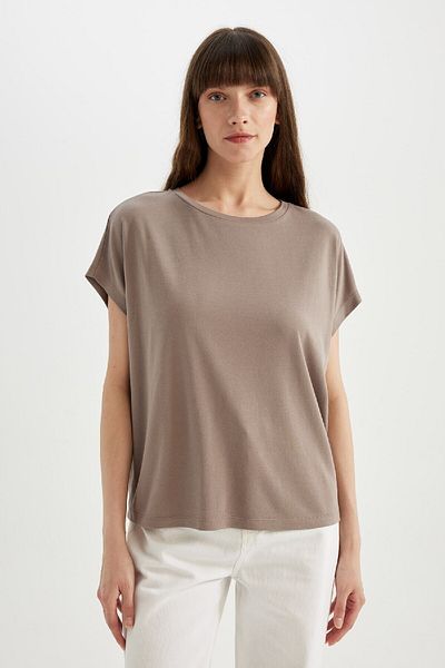 DeFacto Tricou cu mânecă scurtă modal cu decolteu rotund C8807ax24sm