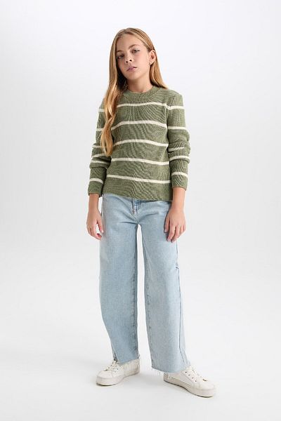 DeFacto Girl's Fitted Crew Neck Knitwear Sweater D1392A824Wn