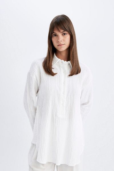 DeFacto Μακρυμάνικο πουκάμισο Muslin Relax Fit - D2256AX24SM