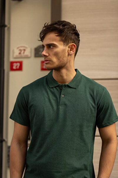 GOLEM Men's Pique Fabric Polo Neck T-Shirt, Men's Casual Classic T-Shirt