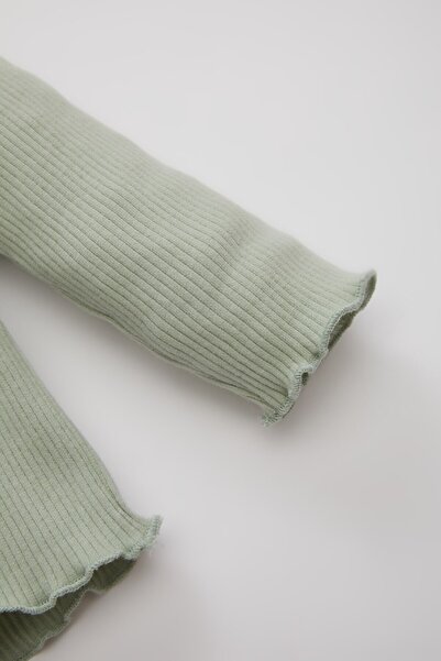 DeFacto Floral Print Ribbed Long Sleeve T-Shirt and Elastic Waist Bottom for Baby Girl - Y1122A224Au