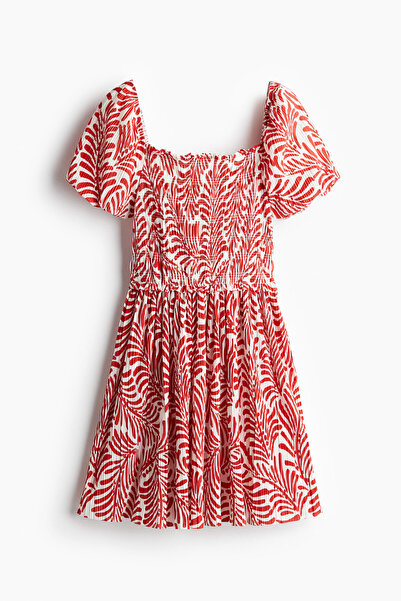 H&M Korsajı Büzgülü Krinkle Elbise