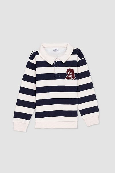 DeFacto Boy's Polo Neck Striped Embroidered Sweatshirt C9795A824Au