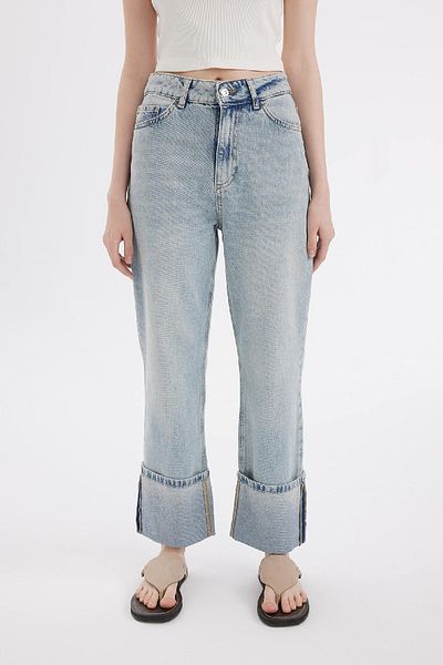DeFacto Knöchellange, umgeschlagene Jeans mit hoher Taille - Straight Fit D0327AX24HS