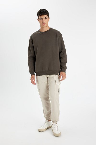 DeFacto Oversize mikina Wide Fit Crew Neck Thick Basic Plain T5139Az24Au