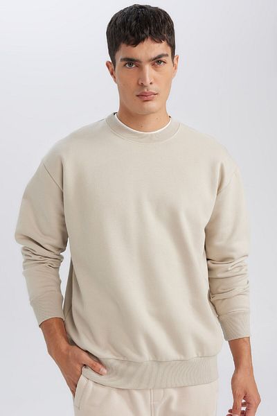 DeFacto Oversize Wide Fit Crew Neck Thick Basic απλό φούτερ T5139az24au