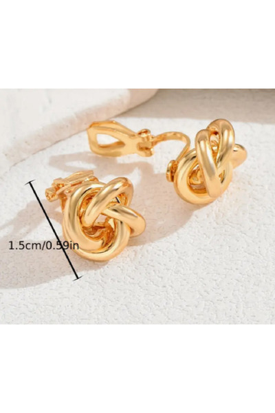 TChic Gold Klipsli Düğüm Küpe