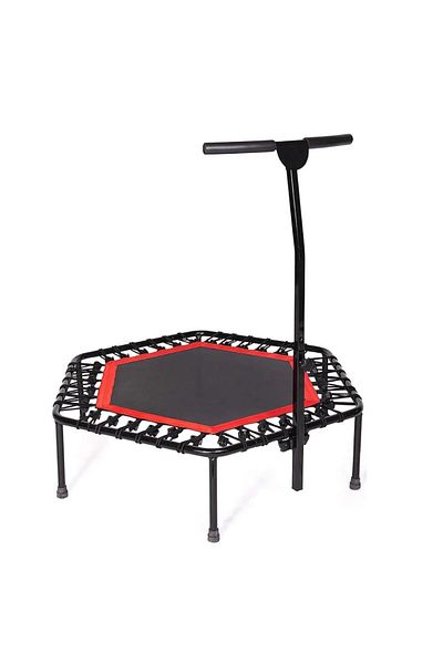 YALLA HomeGym Exercise Trampoline with Adjustable Handrail, Indoor & Outdoor for Adults & Kids, Red