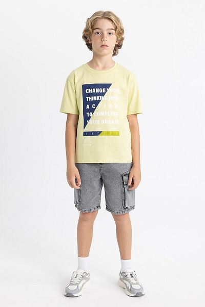 DeFacto Boy's Short Sleeve Crew Neck T-Shirt - Printed, D2232A824HS