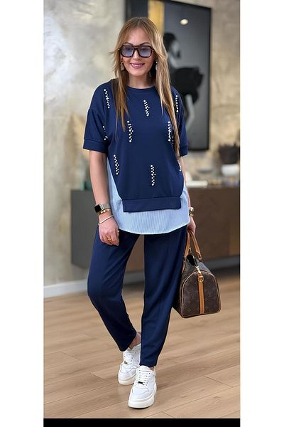 sportiness Pearl Terry Cotton Garnish Modal Fabric Track Suit