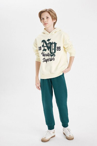 DeFacto Boy Oversize Wide Fit Hooded Letter Printed Thick Sweatshirt C9280A824Au