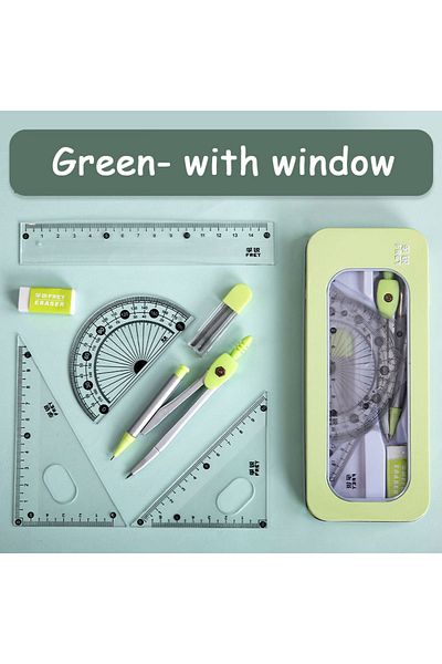 Choice green 7 Pcs/set Mathematical Rulers Set Multi-function Professional Compass Ruler Drawing Tools Scho