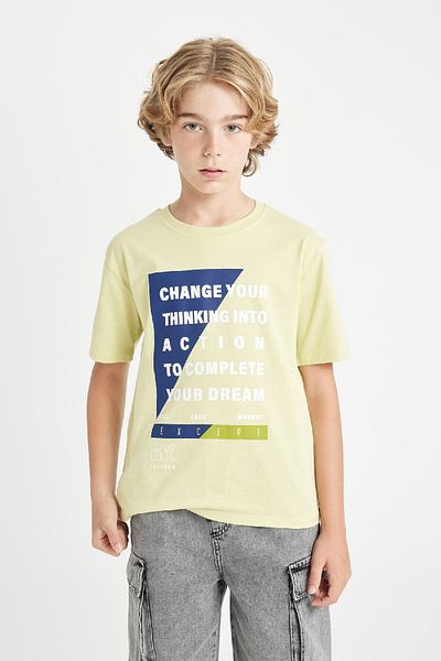 DeFacto Boy's Short Sleeve Crew Neck T-Shirt - Printed, D2232A824HS