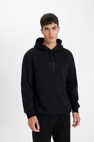 DeFacto 100% Cotton Relax Fit Hooded Printed Sweatshirt Y9652Az24Au