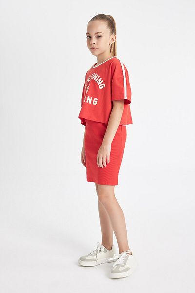 DeFacto Girl's Ribbed Dress and Printed T-Shirt - Set of 2 D2339a824sm