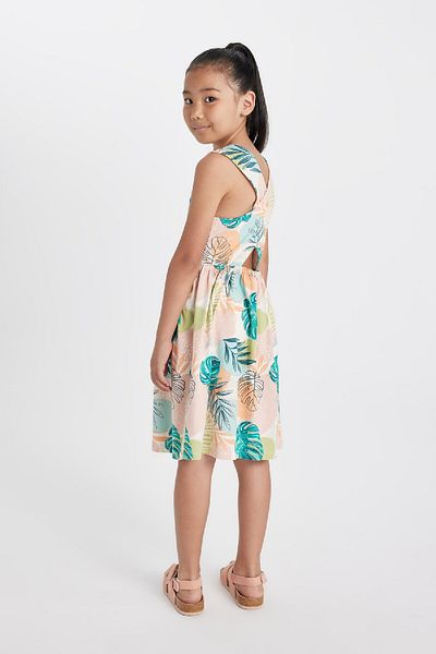 DeFacto Gemustertes ärmelloses Mädchenkleid aus gekämmter Baumwolle - D2341A824SM