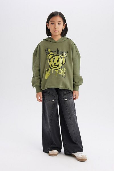 DeFacto Φούτερ για κορίτσια Oversize Wide Fit με κουκούλα D1567A824WN