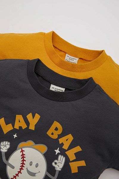 DeFacto Baby Boy Crew Neck Sports Printed 2-Piece Short Sleeve T-Shirt D1476A524Sm