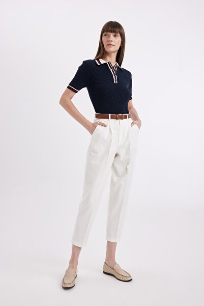DeFacto Carrot Fit Gabardine Pants High Waist Short Leg D2732Ax24Sm