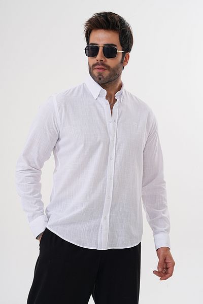 Catto Peak Men's 100% Cotton Breathable Sweat Absorbent Washable Embroidered Regular Shirt
